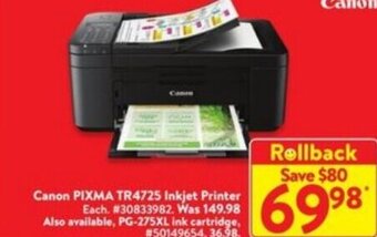 Walmart Canon PIXMA TR4725 Inkjet Printer offer
