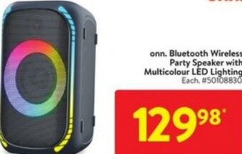 Walmart onn. Bluetooth Wireless Party Speaker with Multicolour LED Lighting offer