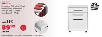 Shopper+ Home and office use wood mobile file cabinet with 3 drawers and 4 casters - moustache - white offer