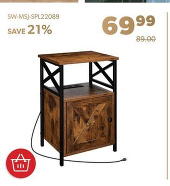 Shopper+ Bedside nightstand cabinet with charging station rustic bedroom end table with storage - sortwise offer