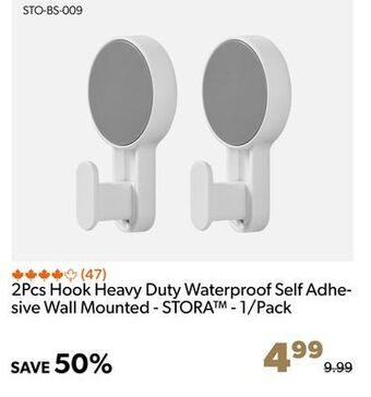 Shopper+ 2pcs hook heavy duty waterproof self adhesive wall mounted - stora - 1/pack offer