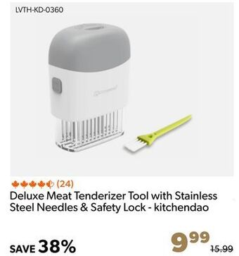 Shopper+ Deluxe meat tenderizer tool with stainless steel needles & safety lock - kitchendao offer