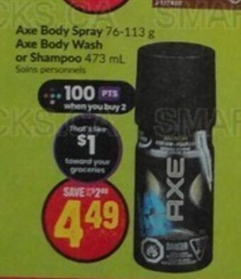 FreshCo Axe Body Spray Axe Body Wash or Shampoo offer