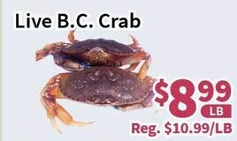 Blue Sky Supermarket Live B.C. Crab offer