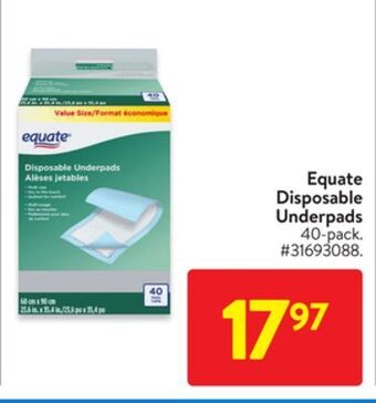 Walmart Equate disposable underpads offer