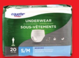 Walmart Equate incontinence pads or underwear offer
