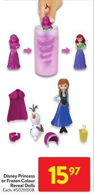 Walmart Disney princess or frozen colour reveal dolls offer