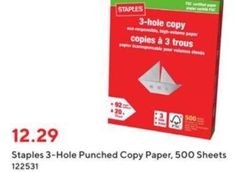 Staples Staples 3-hole punched copy paper 500 sheet offer