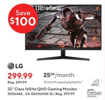 Staples Lg 32 class 165hz qhd gaming monitor offer