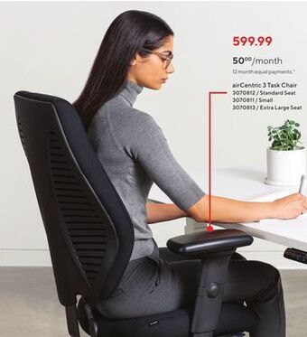Staples Gry mattr + ergocentric aircentric 3 task chair - standard seat - black offer