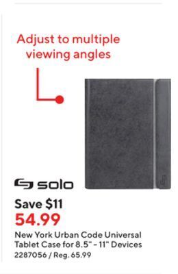 Staples Solo new york urban code universal tablet case for 8.5 - 11 devices offer