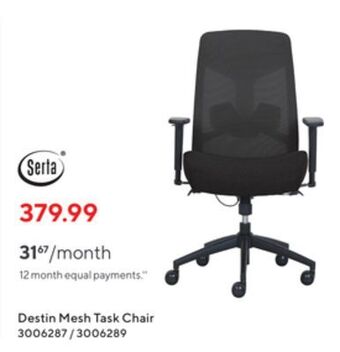 Staples Serta destin mesh task chair offer