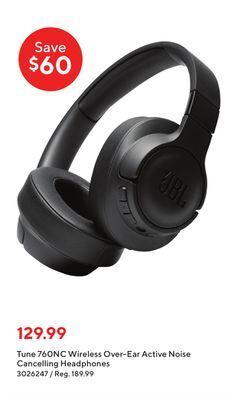 Staples Jbl tune 760nc wireless over-ear active noise cancelling headphones offer