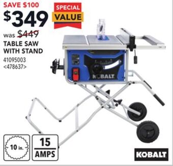 Lowe's Kobalt table saw with stand offer
