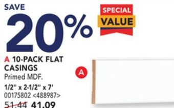 Lowe's Metrie 10-pack flat casings 1/2 x 2-1/2 x 7' offer
