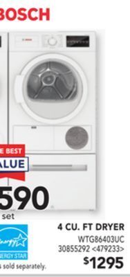 Lowe's Bosch 4 cu. ft dryer offer