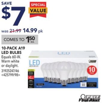 Lowe's Feit electric 10-pack a19 led bulbs offer