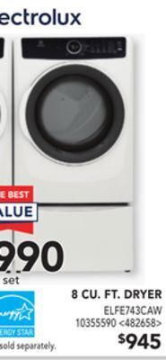 Lowe's Electrolux 8 cu. ft. dryer offer