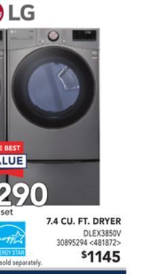 Lowe's Lg 7.4 cu. ft. dryer offer