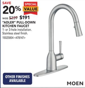 Lowe's Moen adler pull-down kitchen faucet offer