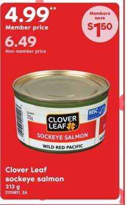 Loblaws Clover leaf sockeye salmon, 213 g offer