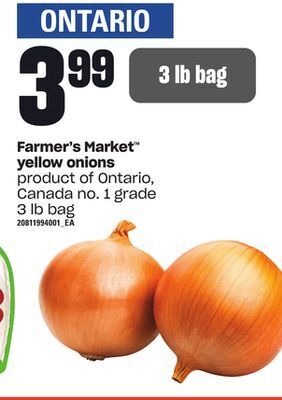 Loblaws Farmer's market yellow onions, 3 lb bag offer