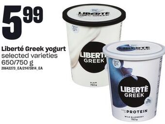 Loblaws Liberté greek yogurt, 650/750 g offer