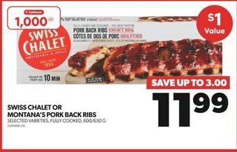 Real Canadian Superstore Swiss chalet or montana's pork back ribs, 600/650 g offer