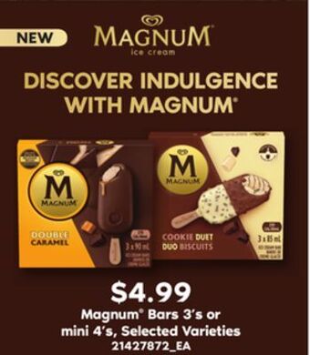 Loblaws Magnum bars 3's or mini 4's offer