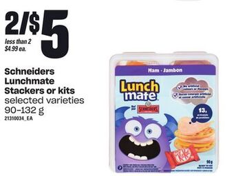 Loblaws Schneiders lunchmate stackers or kits, 90-132 g offer