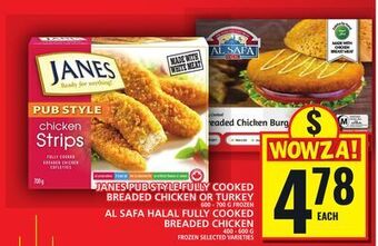 Food Basics Janes pub style fully cooked breaded chicken or turkey or al safa halal fully cooked breaded chicken offer