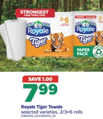 Real Canadian Superstore Royale tiger towels, 2/3=6 rolls offer