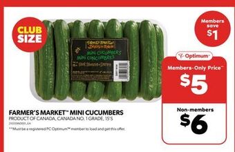 Real Canadian Superstore Farmer's market mini cucumbers, 15's offer