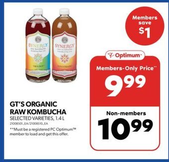 Real Canadian Superstore Gt's organic raw kombucha, 1.4 l offer