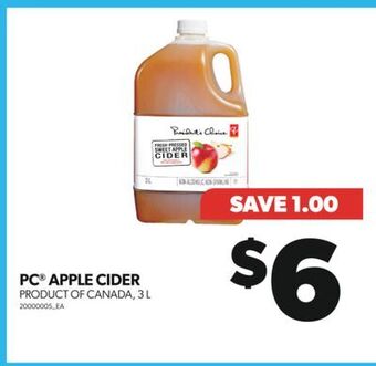Real Canadian Superstore Pc apple cider, 3 l offer