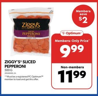 Real Canadian Superstore Ziggy's sliced pepperoni, 500 g offer