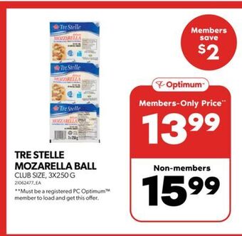 Real Canadian Superstore Tre stelle mozarella ball, 3x250 g offer
