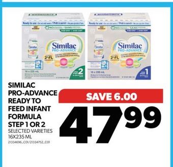Real Canadian Superstore Similac pro-advance ready to feed infant formula step 1 or 2, 16x235 ml offer