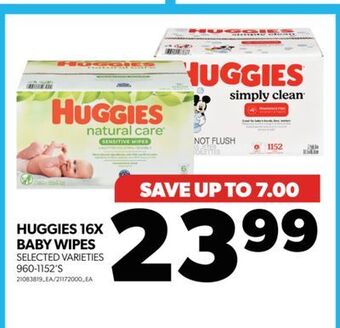 Real Canadian Superstore Huggies 16x baby wipes, 960-1152's offer