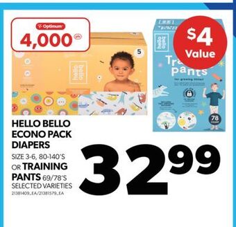 Real Canadian Superstore Hello bello econo pack diapers size, 3-6, 80-140's or training pants, 69/78's offer