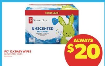 Real Canadian Superstore Pc 12x baby wipes, 1200's offer