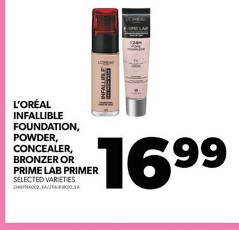 Real Canadian Superstore L'oréal infallible foundation, powder, concealer, bronzer or prime lab primer offer