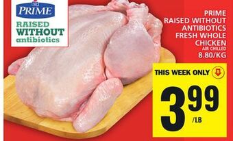 Food Basics Prime raised without antibiotics fresh whole chicken offer