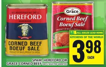 Food Basics Spam, hereford or grace corned beef offer