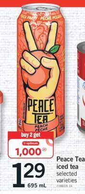 Fortinos Peace tea iced tea, 695 ml offer
