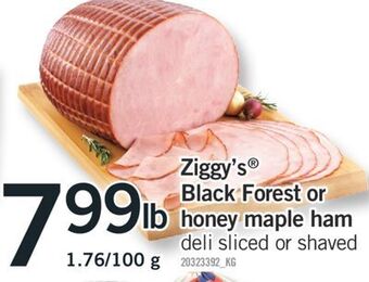 Fortinos Ziggy's black forest or honey maple ham offer
