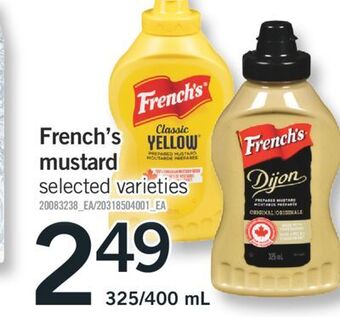 Fortinos French's mustard, 325/400 ml offer