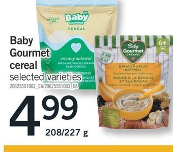 Fortinos Baby gourmet gourmet cereal, 208/227 g offer