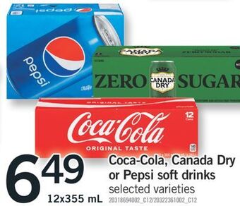 Fortinos Coca-cola, canada dry or pepsi soft drinks offer