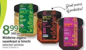 Fortinos Wildbrine organic sauerkraut or kimchi, 500 ml offer